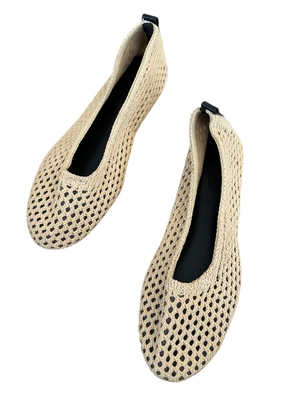 Bershka Beige Knit Crochet Ballet Flats